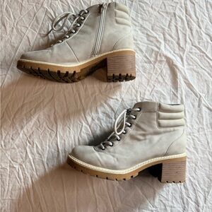 Maurices Cream Lace Up Ankle Boots